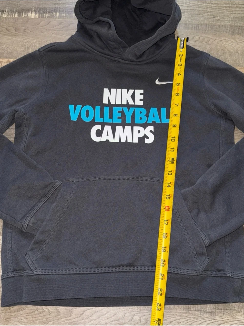 Nike Black Hoodie with Blue & White Volleyball Camps Print big kids XL